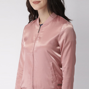 Blouson aviateur Offre Spéciale à manches longues pour femmes avec col montant fermeture éclair complète veste de style sport de haute qualité matériau rempli de coton - Product Image 5