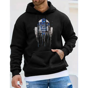 เสื้อฮู้ดผ้าฟลีซผ้าฝ้ายระบายอากาศสีทึบสำหรับผู้ชายเสื้อมีฮู้ดผ้า100% พิมพ์ลายสำหรับฤดูหนาว - Product Image 1