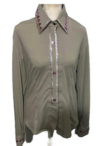 Chemise de spectacle western Cowgirl faite à la main sur tissu taffetas extensible pour vêtements équestres - Product Image 4