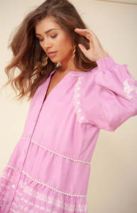 Vestido bordado Vintage para mujer hecho a mano de algodón de verano Mini longitud elegante manga larga Streetwear estilo cintura Natural - Product Image 2