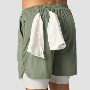 Pantalones cortos deportivos 2 en 1 de diseño moderno para hombre con bolsillo para teléfono y ventilación - Product Image 5