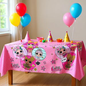 Nappe rectangulaire en plastique Lol Surprise Cartoon 1,2x1,8m pour décoration de fête, lot de 2 - Product Image 3