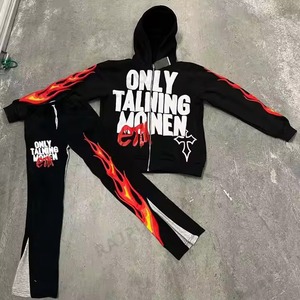 2025 Oem personnalisé 3D bouffée impression Streetwear hommes Flare survêtement français éponge à capuche poids lourd évasé pantalons de survêtement et sweats à capuche ensemble - Product Image 4