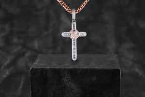 Luxury 925 Silver <b>Cross</b> Pendant Iced Out VVS Moissanite Round Diamond Hip Hop <b>Jewelry</b> Stylish Streetwear Fashion for Men Women - Product Image 2