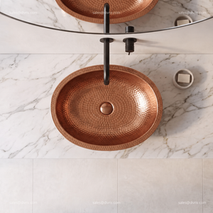 DIVRIS DRC-2009 Lavabo en cuivre fait main, design moderne, finition mate, surface martelée à la main, vasque simple, installation sur comptoir facile - Product Image 4