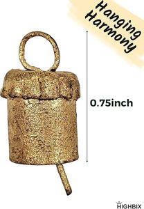 Eco Friendly Multisize Brass Hanging Cow <b>Bells</b> With Decorative Rope Perfect For Outdoor Hanging On Trees Patios And Entry Arches - Product Image 2