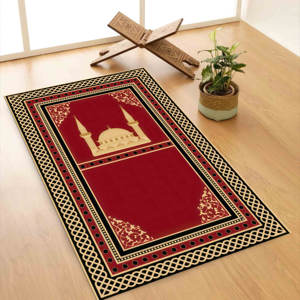 Alfombra de Oración Musulmana Roja: Decoración Islámica para el Hogar, Accesorios para Mezquita, Alfombra Delgada No Tejida - Product Image 4