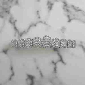 Grillz personnalisés en argent 925 plaqué rhodium, sertis de moissanite VVS taille brillant ronde, pour hommes, style hip-hop et rappeur - Product Image 1