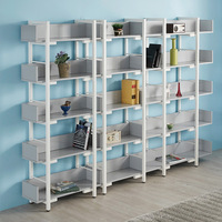 Étagère à livres multi-niveaux en bois et métal, style industriel moderne, hauteur réglable, pour l'école et le rangement du salon à domicile