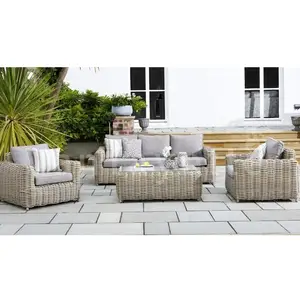 Conjunto de sofá redondo de vime para jardim, mobília para exteriores, alta qualidade, acessível e de boa qualidade, fornecedor chinês Top 1