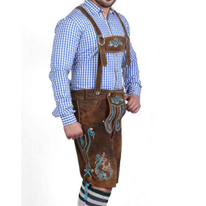 กางเกงขาสั้นสำหรับผู้ชายเป็นมิตรกับสิ่งแวดล้อมสไตล์คลาสสิกบาวาเรียปักลวดลายสีพื้นสไตล์ไฮสตรีท - Product Image 4