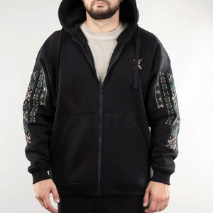 Sweat à capuche moderne avec fermeture éclair intégrale, broderie, 100% coton, chaud, respirant, streetwear avec poche pour l'hiver - Product Image 5