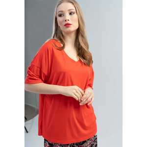Conjunto de Falda y Pantalones Cortos Ovalados con Cuello en V y Hombros Descubiertos de Manga Corta Lyc Worteks para Mujer - Product Image 3
