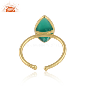 Mejor Venta de plata esterlina 18K chapado en oro Natural verde ónix piedra preciosa Kingman turquesa anillo Demi joyería fina fabricante - Product Image 3