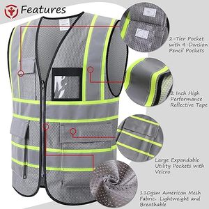 Gilet de sécurité réfléchissant de haute qualité pour hommes, gilet haute visibilité pour hommes - Product Image 4