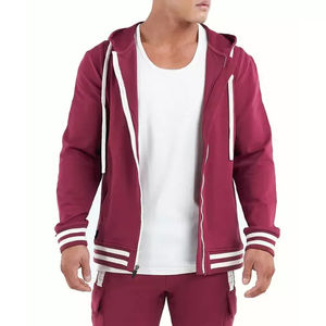 Sudaderas con capucha de hombre pesado con logotipo personalizado bolsillo lateral de tela cómodo para cremallera de invierno con líneas blancas sudaderas con capucha al mejor precio - Product Image 1