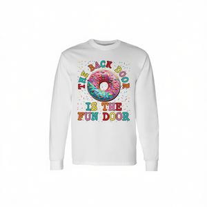 The Back Door Is The Fun Door Glazed Donut - Camiseta de manga larga con diseño de donut, humor para adultos - Product Image 2