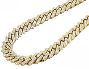 Cadena de eslabones cubanos Hip Hop única para hombres en plata S925 con diamante de moissanita de corte completamente redondo - Product Image 1