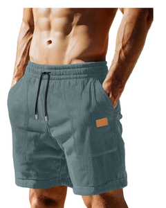 Short en velours côtelé vintage personnalisé pour homme avec motif solide taille moyenne et fermeture à cordon parfait pour streetwear - Product Image 1