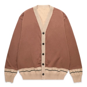 Pull Cardigan tricoté unisexe, col V brodé, patchwork, laine/acrylique, saison hivernale, hauts de sororité, broderie à séchage rapide - Product Image 1