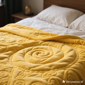 Manta polar suave de lujo Cozy Yellow Spiral Diseño en relieve King Size - Product Image 4