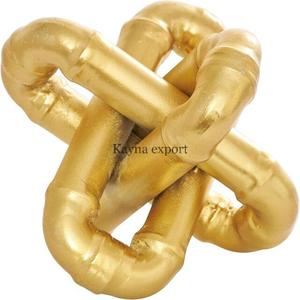 Escultura de diseño de hoja de metal chapada en oro, moderna, ecológica, hermosa, decoración artística para el hogar, mesa y oficina. - Product Image 4