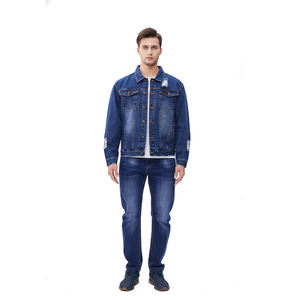 Nouvelle veste en jean en coton à capuche vintage pour homme, style décontracté, couleur unie, col à revers, fermeture éclair sur le devant, jeans - Product Image 6