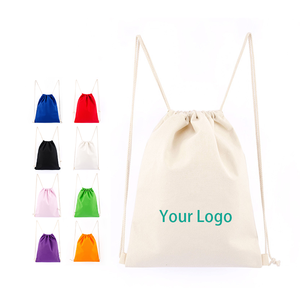 Durable Reusable Cotton Canvas Backpack Drawstring Tote Bag for DIY Crafts School Promotion Heat Transfer Printing Advertising
