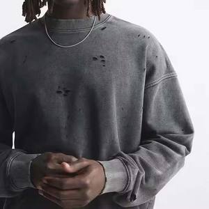 Sweat-shirts délavés à l'acide 2026, sweat-shirts surdimensionnés personnalisés en coton vintage avec impression de logo, sweat-shirts délavés à l'acide pour hommes - Product Image 4