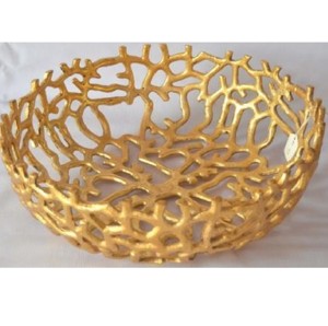 Vente en gros bol à fruits en fonte d'aluminium de qualité supérieure bol à fruits de service avec couleur or - Product Image 2