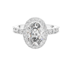 Bague de fiançailles pour femme avec diamant de laboratoire ovale de 2,44 carats, taille halo, VVS-VS EF CVD, or 18 carats, 14 carats, 10 carats et argent 925, rose - Product Image 3