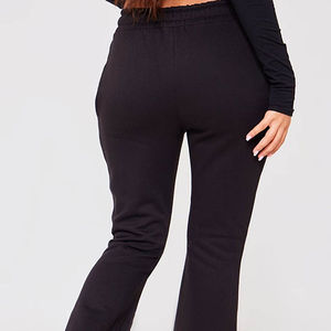 2025 New Arrival Custom Logo Print Women Flare Track Pants <b>High</b> Waist Elastic Waist Winter Breathable Fitness Casual Wear <b>Low</b> - Product Image 3