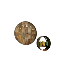 Horloge murale en bois sculptée à la main au design industriel élégant, en promotion, avec mouvement mécanique et plaque de 15 mm d'épaisseur - Product Image 5