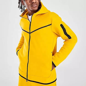 Sudadera con Capucha Amarilla para Hombre SINEWY SPORTS, Cierre de Cremallera, Corte Regular, Deportiva, Color Sólido, para Otoño, Poliéster/Algodón, Resistente al Viento - Product Image 1