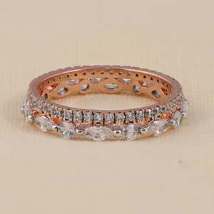 Double Row Eternity Wedding Band with <b>Emerald</b> Cut Lab Grown Diamonds Yellow Gold Bezel <b>Set</b> <b>Jewelry</b> IGI Certified - Product Image 2