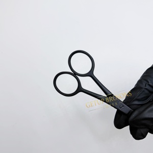 Ciseaux de coiffure professionnels en acier inoxydable, finition noire mate, pour coupe droite, dégradé et frange, manche long 6H - Product Image 5