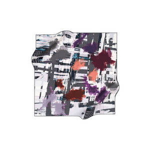 Black and White Polyester Square Scarf with Brush Pattern - Product Image 1