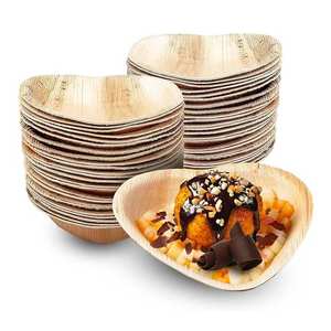 Biodegradable Palm Leaf <b>Heart</b>-<b>Shaped</b> <b>Bowls</b> for Wedding Events, Parties and Food Serving - Product Image 3