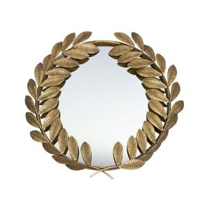 Wholesale <b>Vintage</b> Gold Finish Metal Wreath Mirror Durable Iron Wall Hanging Decor High-End Decorative Wall Mirror for Wedding - Product Image 3
