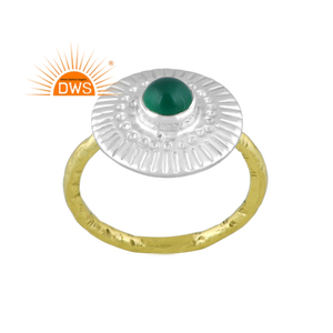 Latest Design 18K Gold Plated Natural Green Onyx Gemstone <b>Adjustable</b> <b>Ring</b> Demi Fine Jewelry For Women Gift For Her - Product Image 1