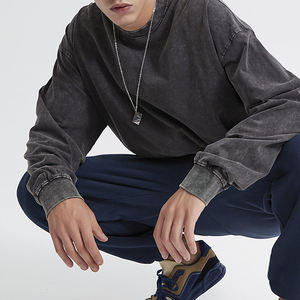 เสื้อกันหนาวผ้าฝ้าย100% สำหรับผู้ชายไซส์ใหญ่ลายกรดซักได้ป้องกันการหด - Product Image 4