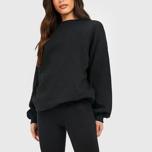 Sweat-shirt à capuche décontracté surdimensionné en coton 100% pour femme, logo frontal personnalisé, streetwear d'hiver - Product Image 5