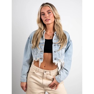 Chaqueta vaquera desgastada con botones ligeros para mujer, pantalones vaqueros recortados de manga larga para verano, nuevo diseño transpirable - Product Image 6