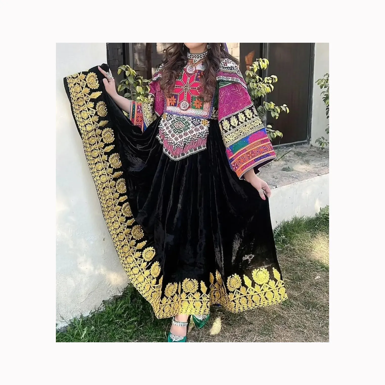 Yeni afghani uzun elbise renk 2 parça parti elbise İnanılmaz sıcak satış Pakistan bayanlar tayyör hint yaz