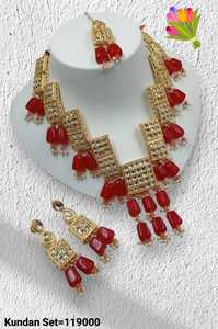 ENSEMBLE DE BIJOUX INDIENS TRADITIONNELS ET À LA MODE EN CUIVRE ENSEMBLE DE BIJOUX DE MARIAGE POUR FEMMES BOUCLES D'OREILLES ET COLLIER - Product Image 3