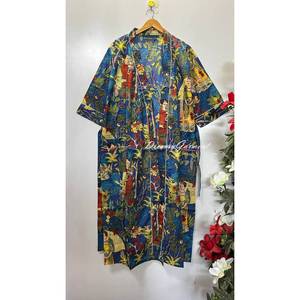 Robe de chambre artisanale bohème style kimono en coton imprimé au bloc, douce et durable, motif animal, pour l'été et la détente à la maison - Product Image 5