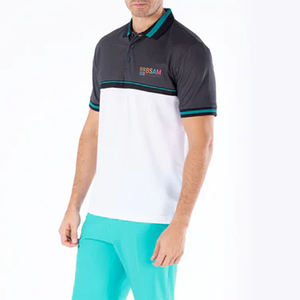 GSM เสื้อยืดโปโล210คอปกเสื้อแขนสั้นผ้าถักลายทางพิมพ์โลโก้ตามสั่ง - Product Image 1