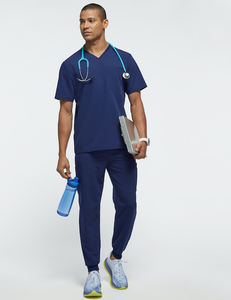 Haute qualité médecins col en v soins infirmiers gommages ensembles uniformes gommages médicaux en gros hommes uniforme d'hôpital chemises et pantalons - Product Image 1