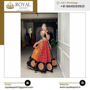 Ropa étnica india de alta calidad Especial Navratri Algodón puro Lehenga Choli Impreso con trabajo Gamthi a precio mayorista - Product Image 3