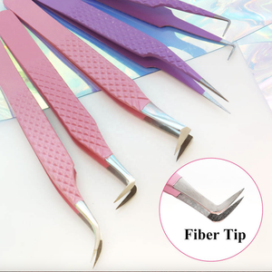 Pinzas de pestañas personalizadas con etiqueta privada de punta de fibra, pinzas de volumen rectas delgadas y delgadas de sujeción fuerte, pinzas de extensión de pestañas de 75 grados - Product Image 3